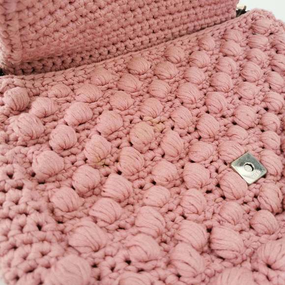 Fendi Mamma Baguette Bag Pink Crochet Shoulder Bag - Picture 10 of 11